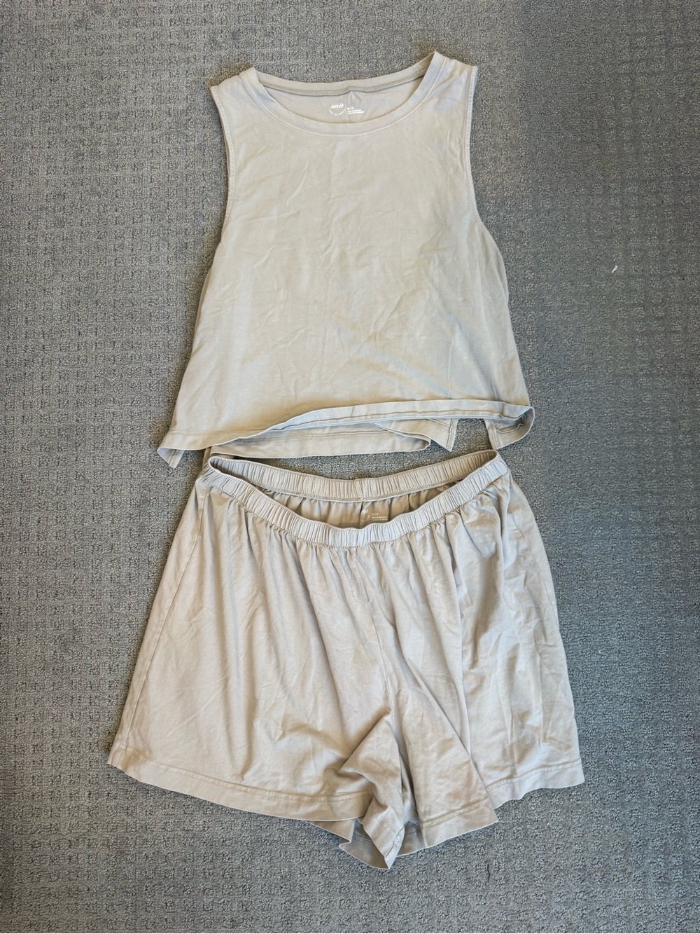 aerie Taupe Lounge Tank and Shorts Set